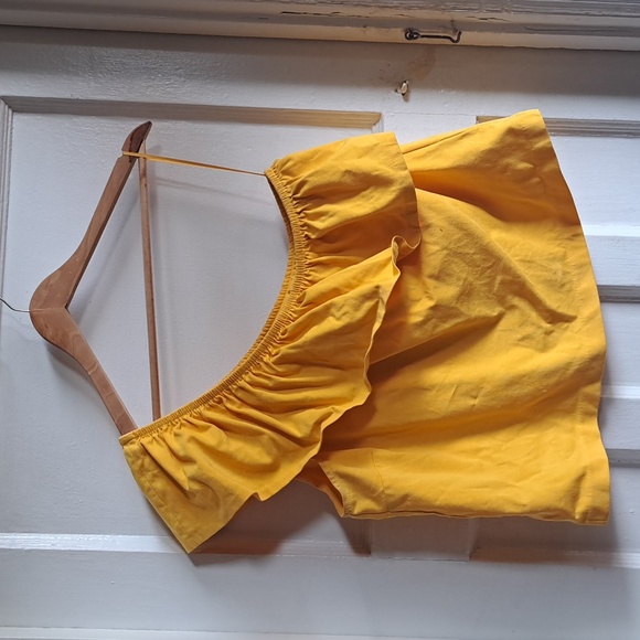 J. Crew XL  Ruffle Top - Sunshine Yellow Summer Top - Structure One shoulder top - Picture 4 of 8
